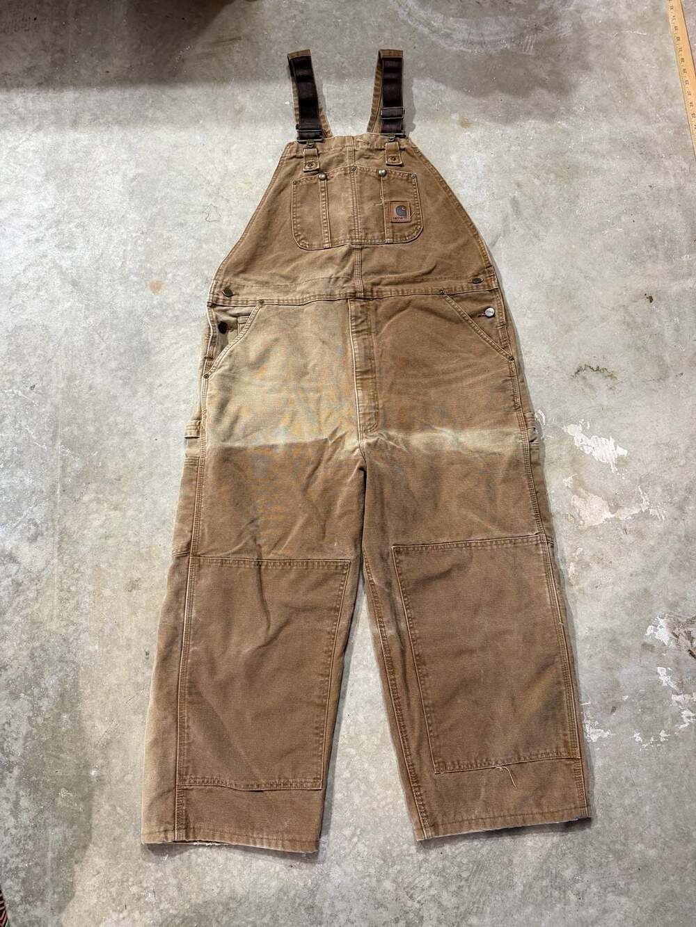 Carhartt Double Knee Overalls Size 40x32 Brown Duck Workwear